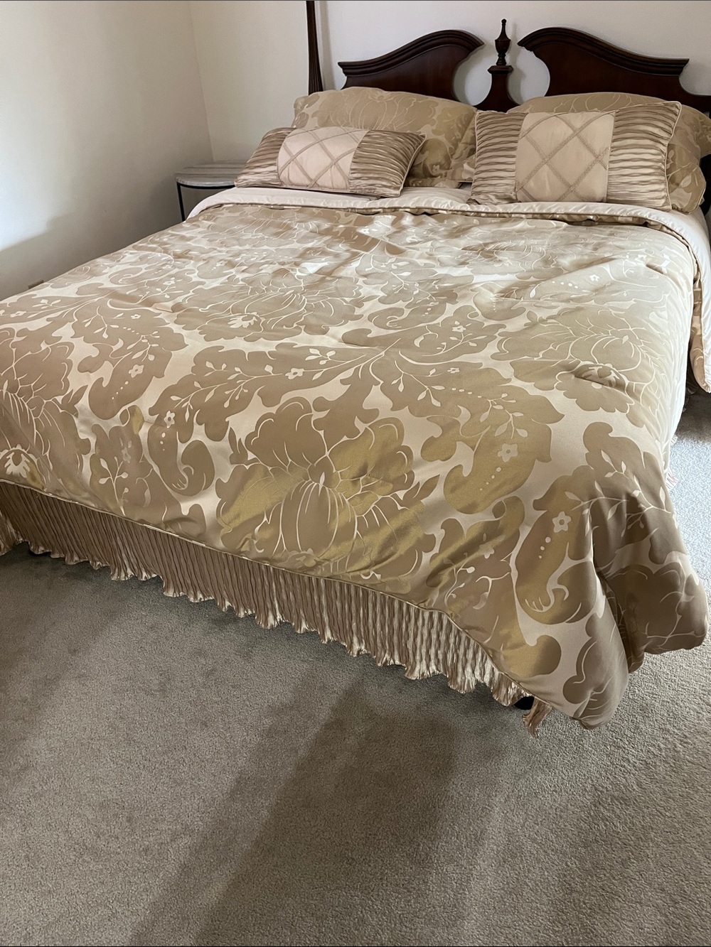 Newport Beige Floral Damask Comforter Set